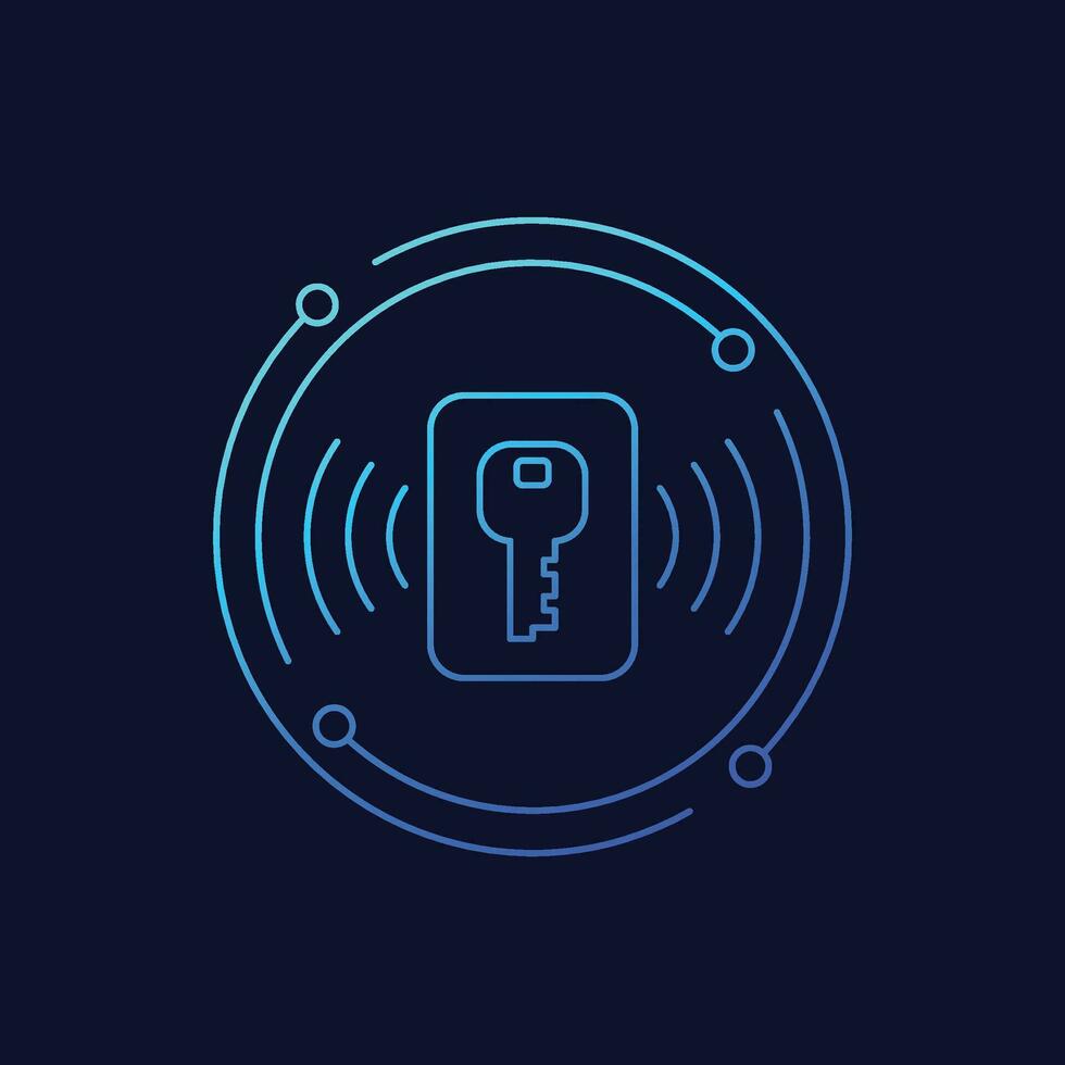 card key, electronic pass icon, linear design vector