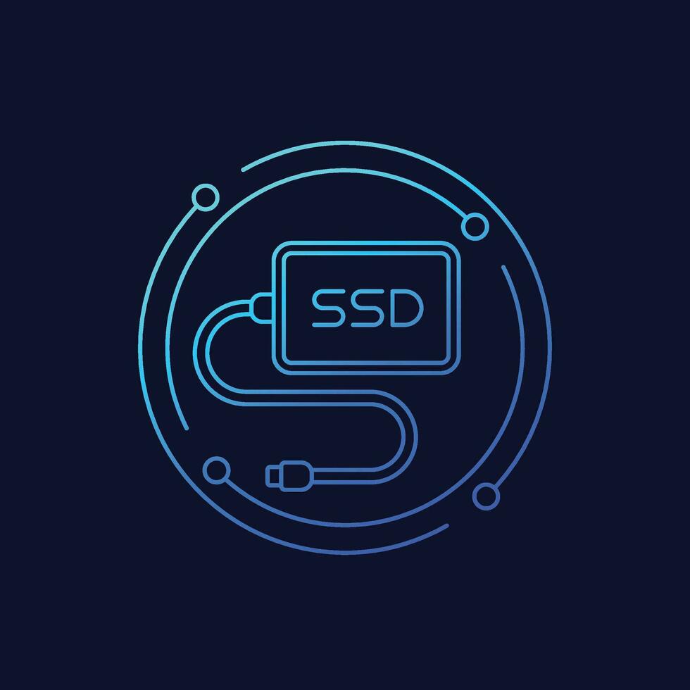 external ssd icon, linear design vector