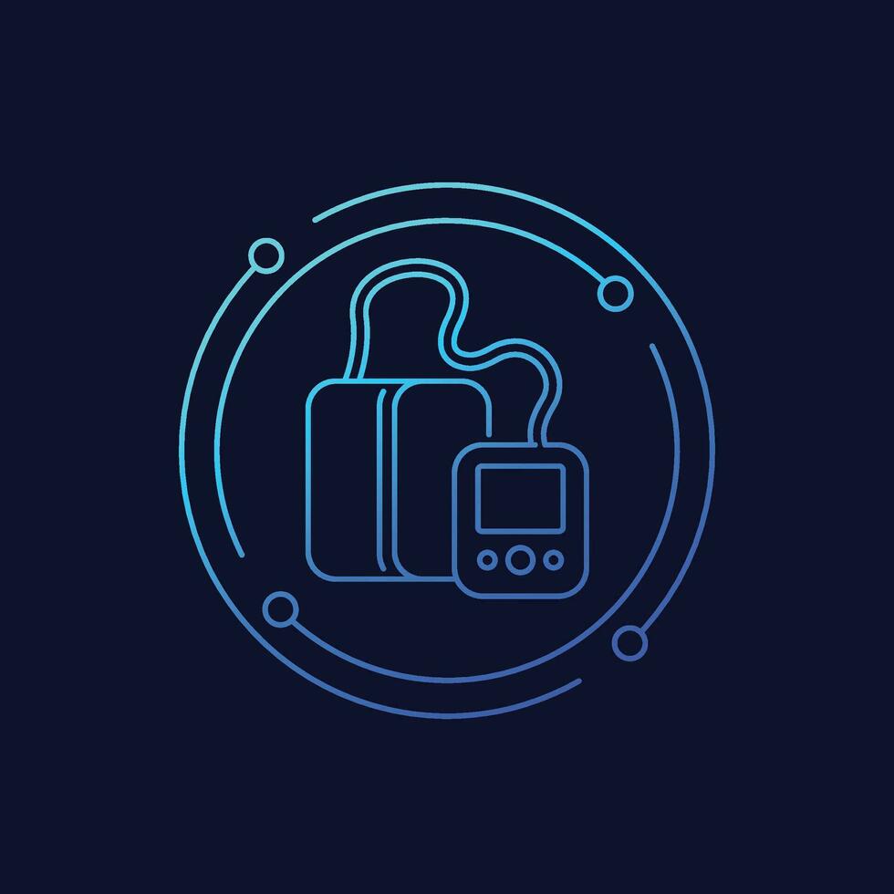 blood pressure monitor or tonometer icon, linear design vector