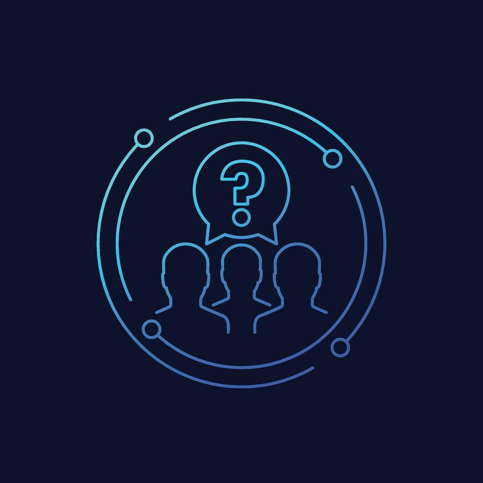 support team icon, linear design vector