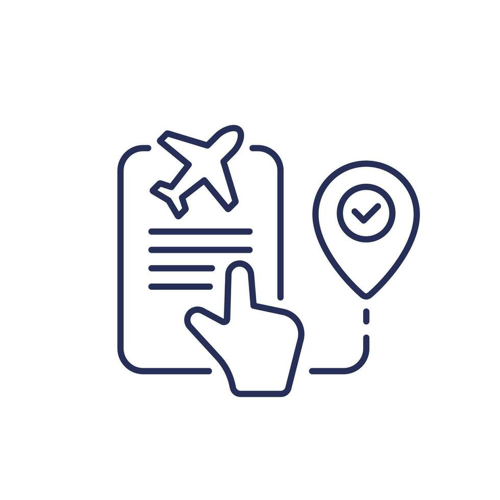 flight booking icon, line vector