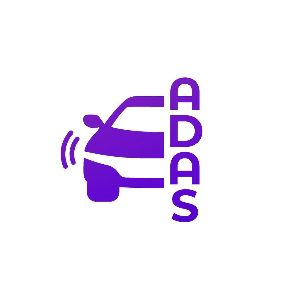 Advanced driver-assistance system icon with a car vector