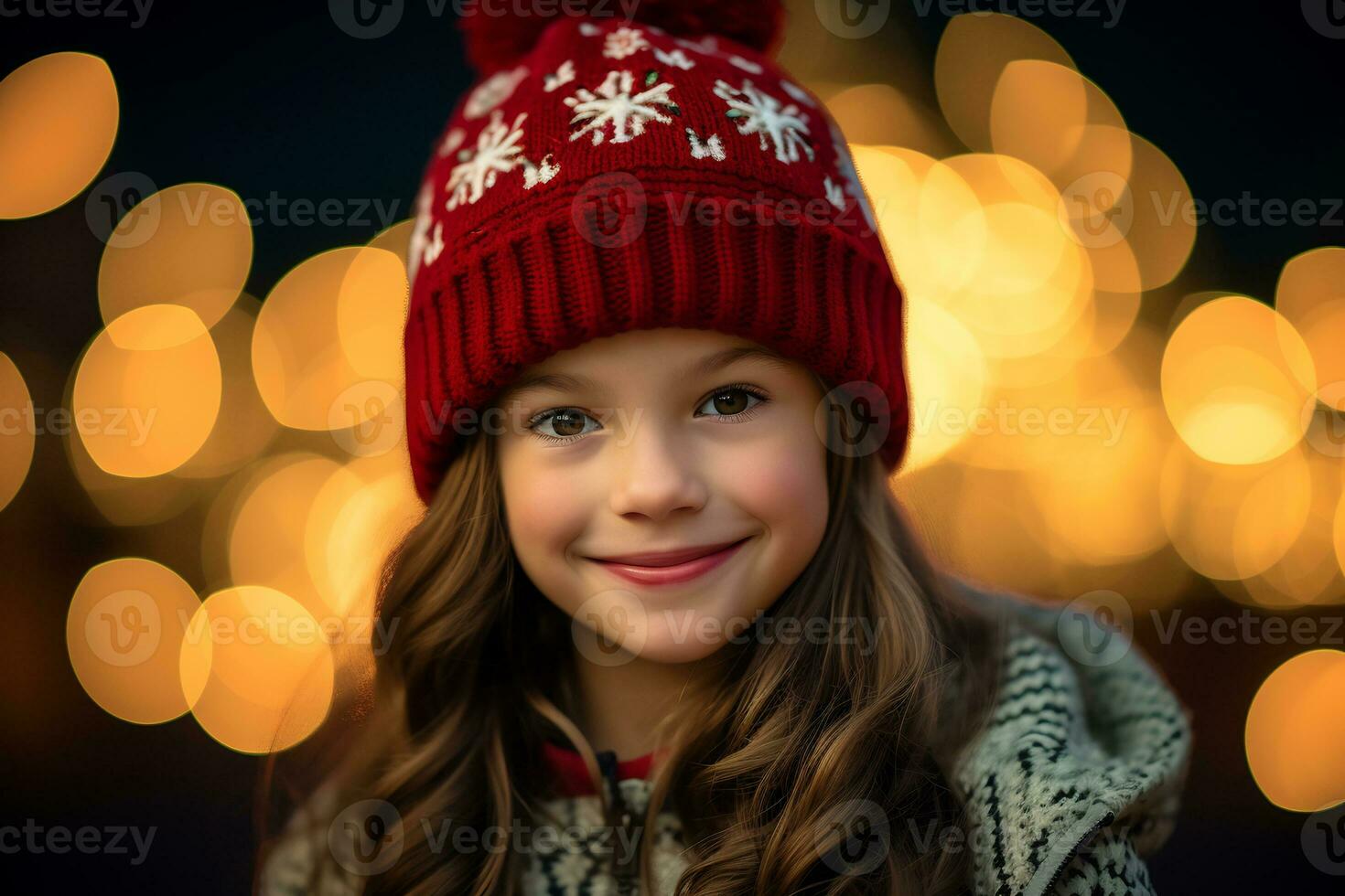 Cheerful girl Enjoying Christmas Celebration in Winter Attire AI Generative photo