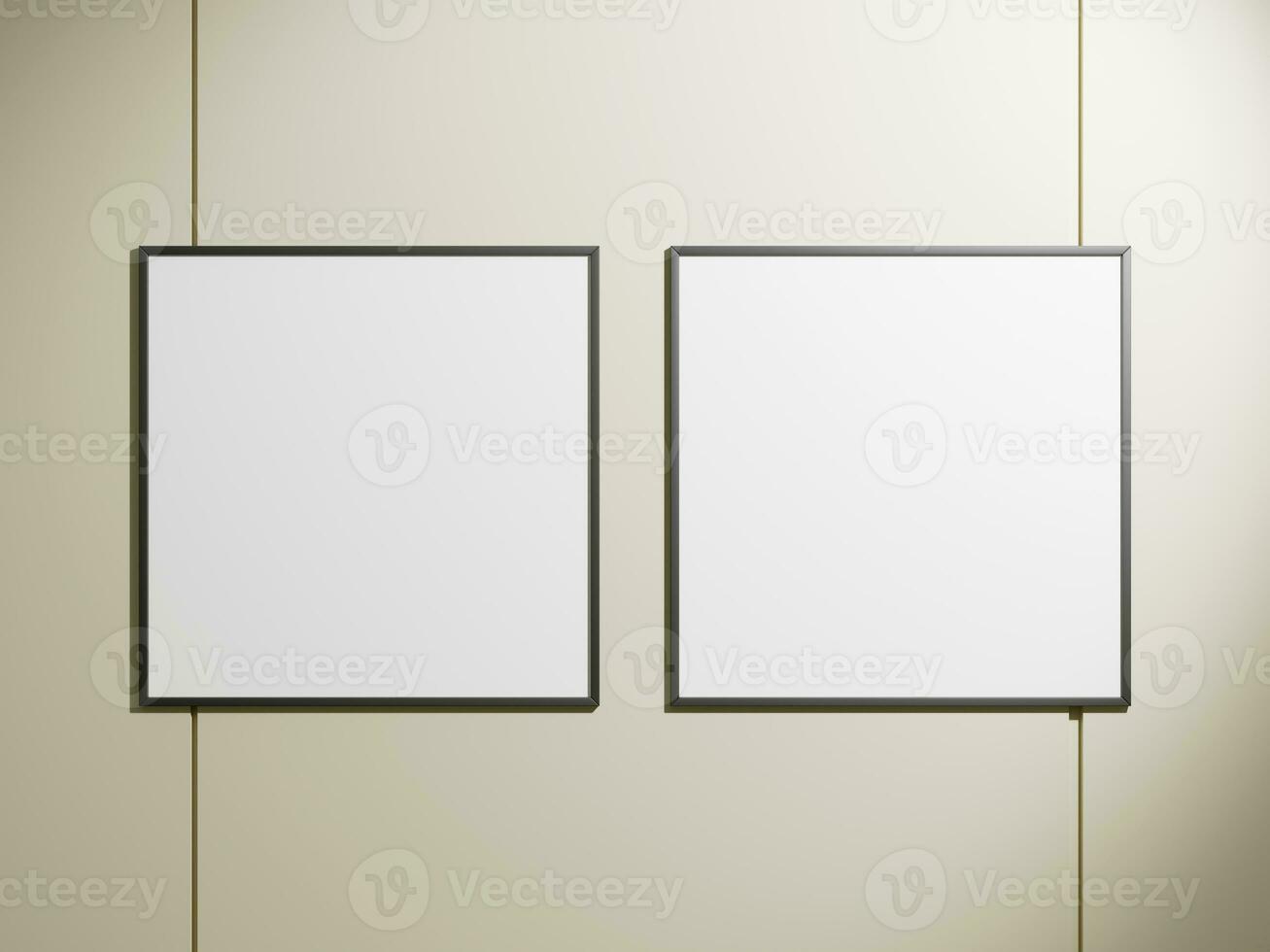 Picture frame on a wall. Blank Mockup photo