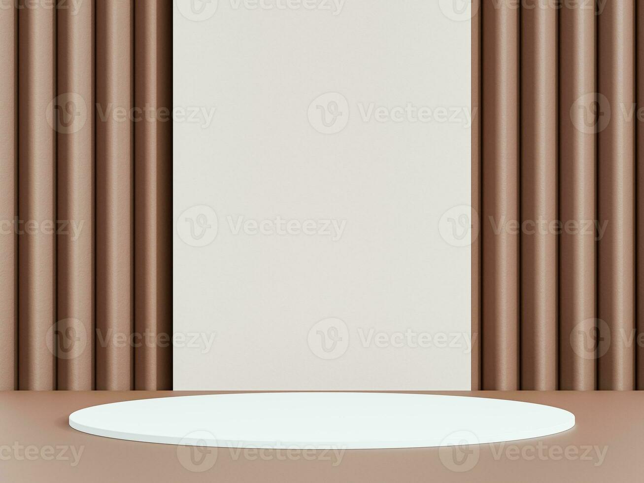 3d display product white minimal scene with geometric podium platform. cylinder background 3d rendering with podium. stand for cosmetic products. Stage showcase on pedestal 3d brown studio photo