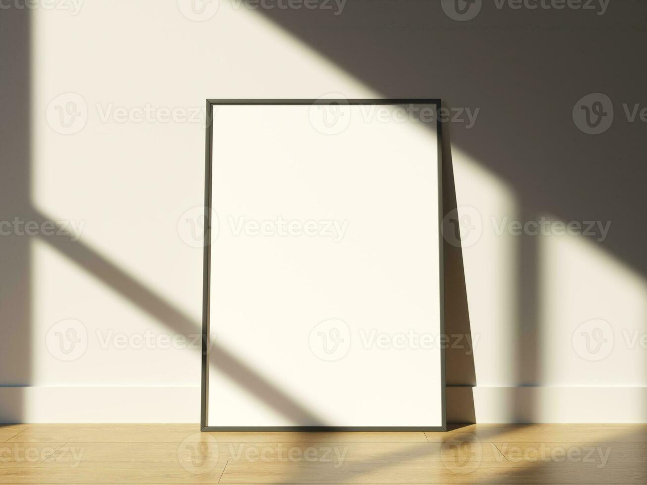 Blank poster with frame mockup on window shadow photo