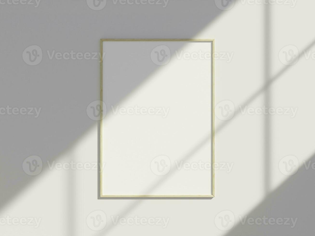Frame mockup hanging on the wall with minimal window shadow photo