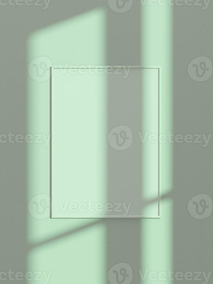 Minimal poster wall frame mockup with summer sun light and window shadow photo