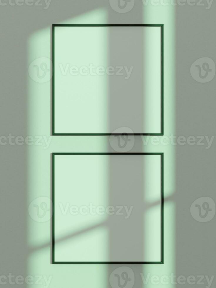 Minimal poster wall frame mockup with summer sun light and window shadow photo