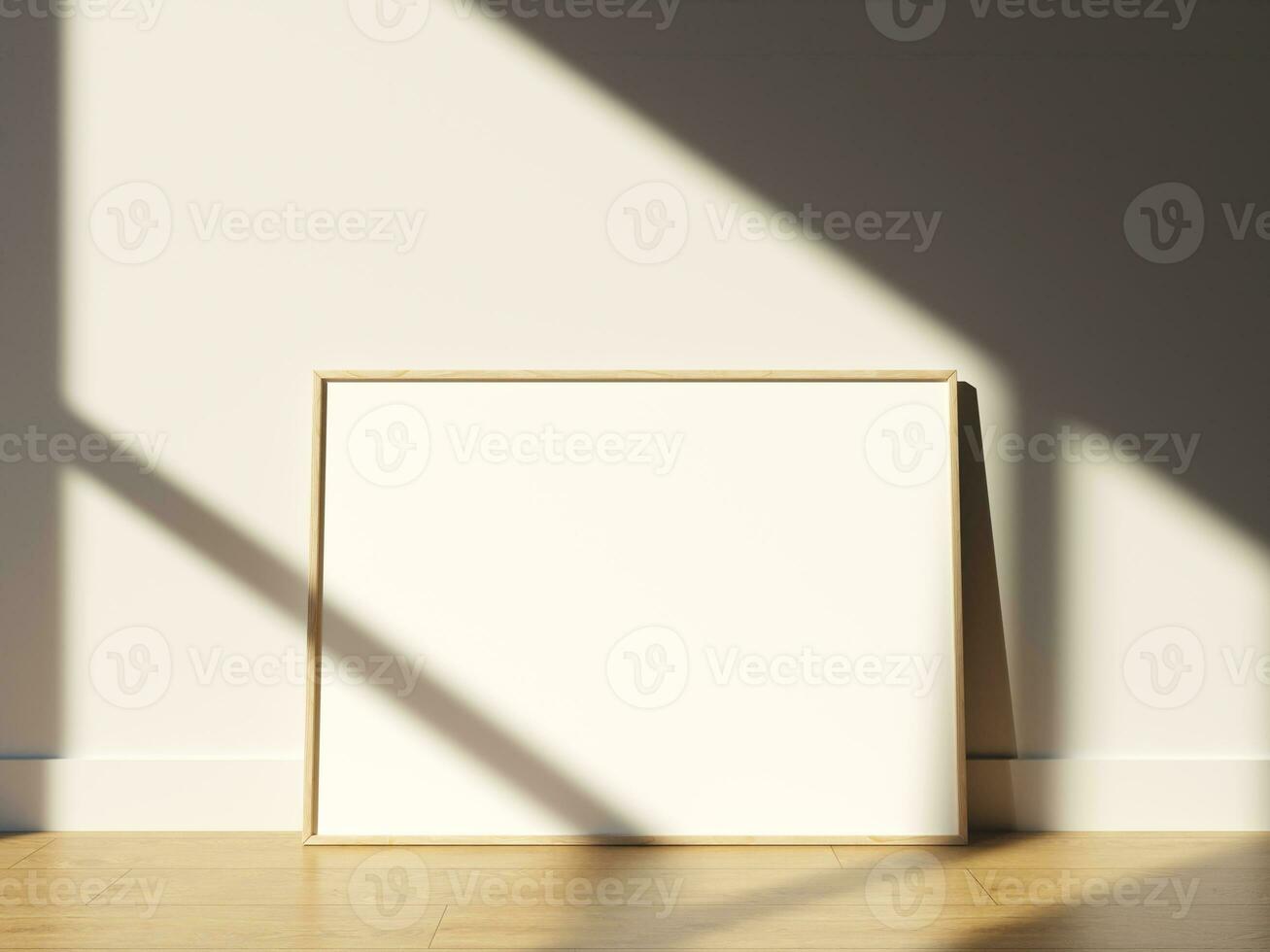 Blank poster with frame mockup on window shadow photo
