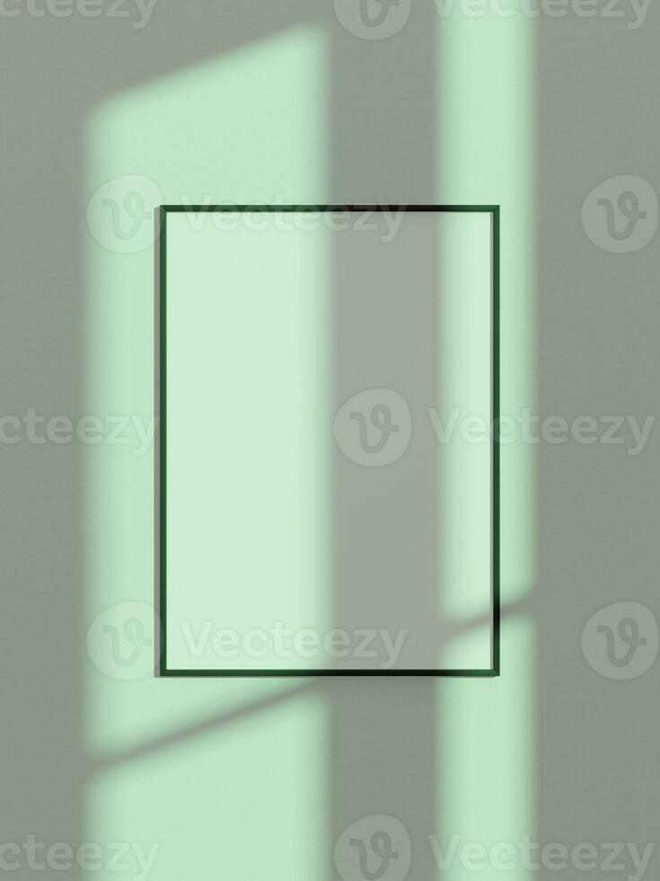 Minimal poster wall frame mockup with summer sun light and window shadow photo