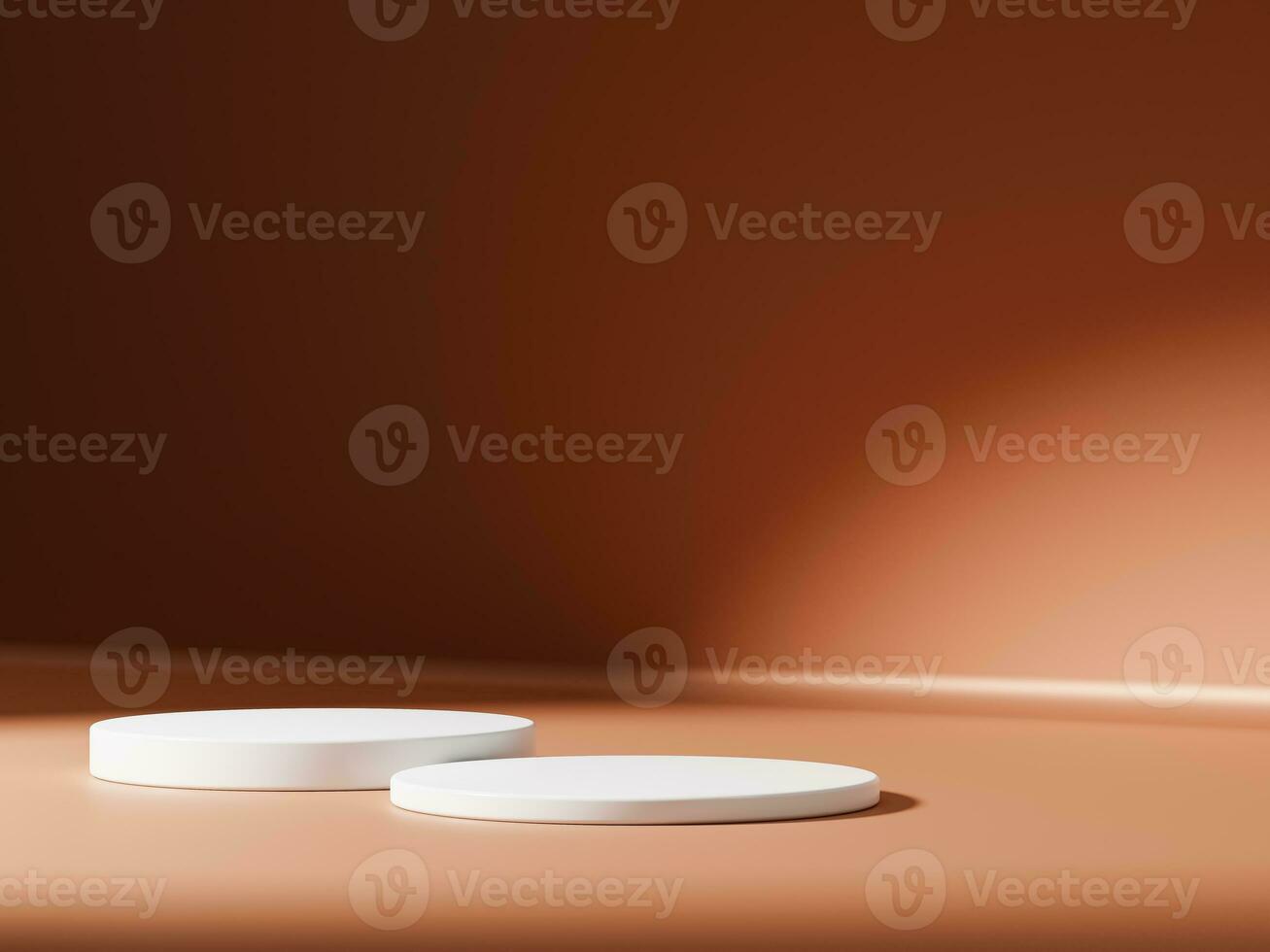 Minimal abstract geometric podium brown gradient background for product presentation. photo