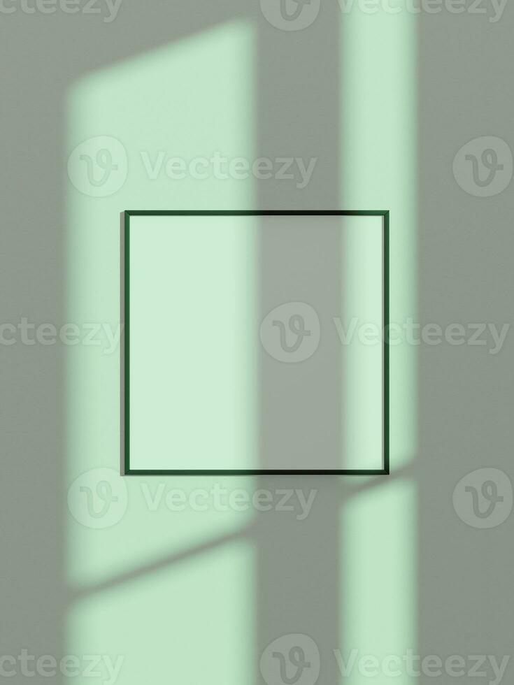 Minimal poster wall frame mockup with summer sun light and window shadow photo