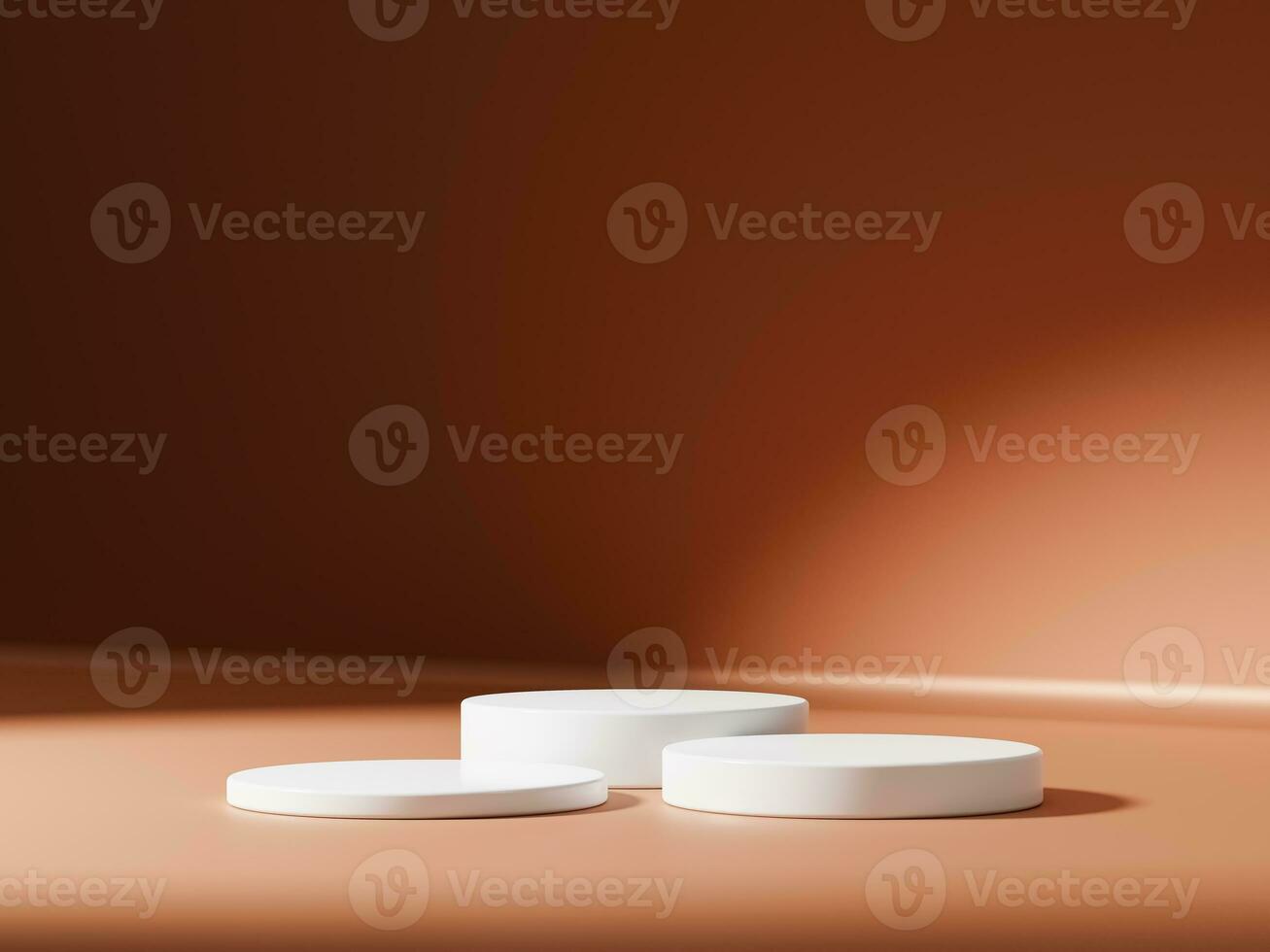Minimal abstract geometric podium brown gradient background for product presentation. photo