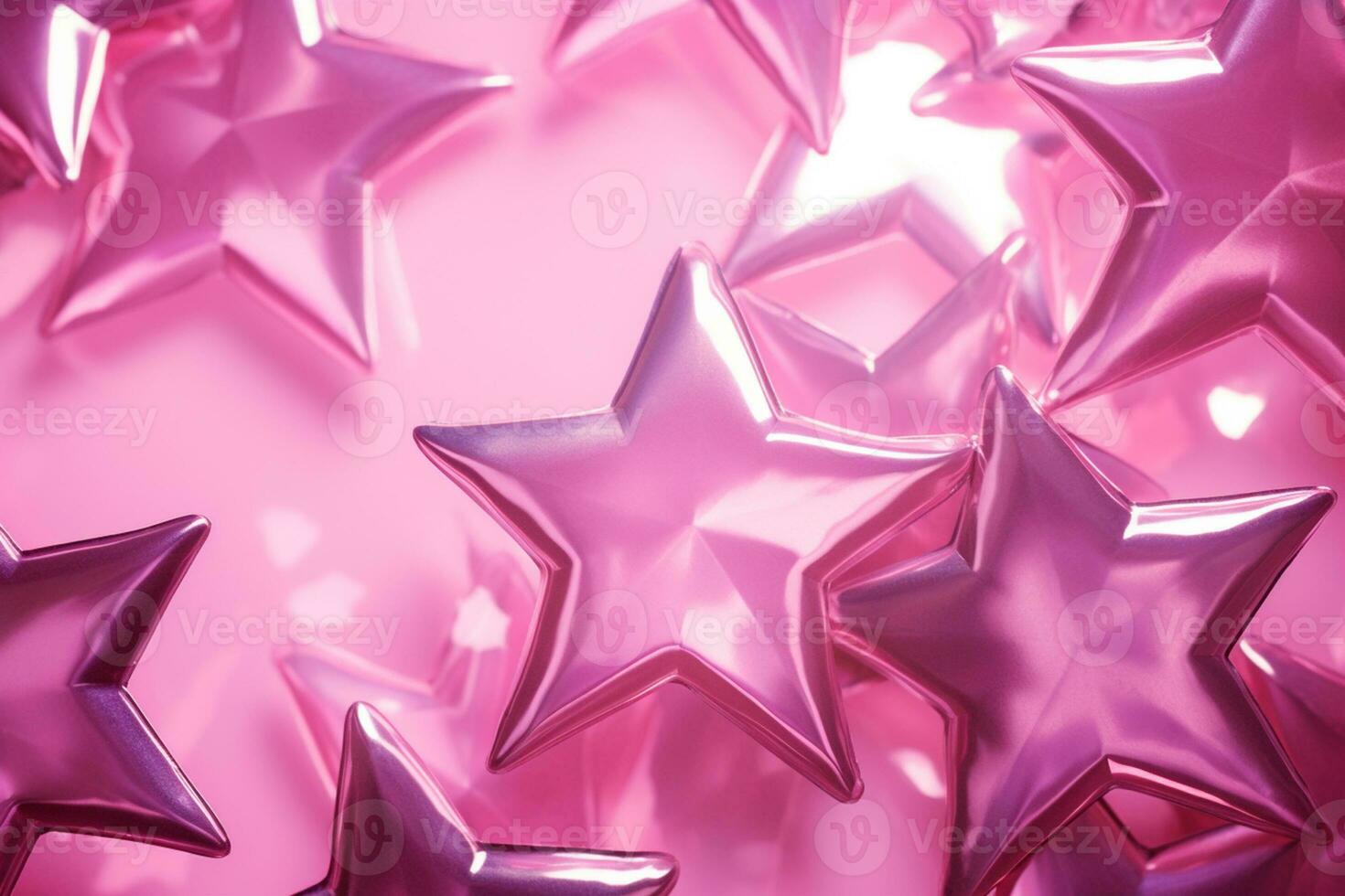 3d Abstract Background Magenta Stars Close Up. Volume Shapes carnival holiday banner. High quality digital image photo