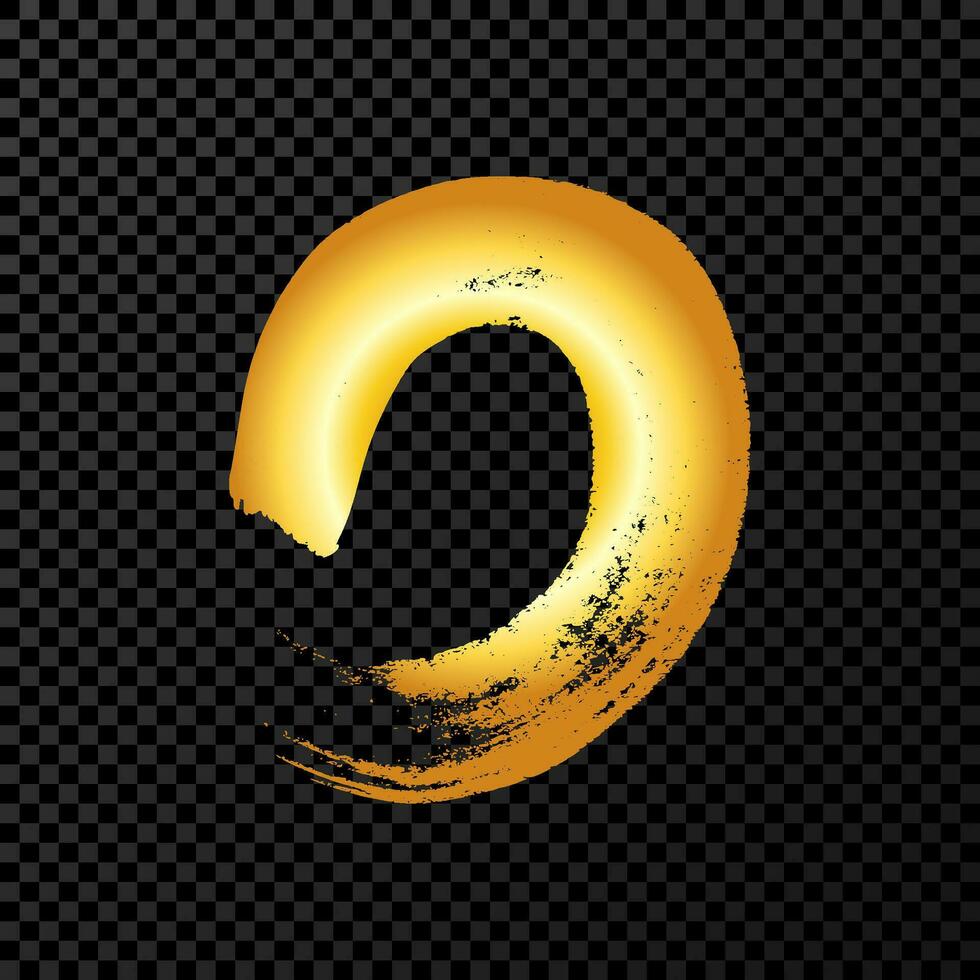 Gold grunge brush strokes in circle form vector
