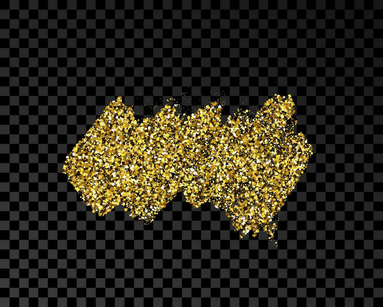 Hand drawn ink spot in gold glitter. Gold ink spot with sparkles isolated on dark background. Vector illustration