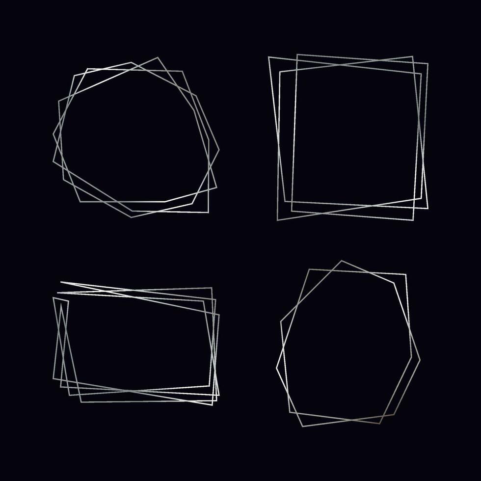 Silver geometric polygonal frame vector