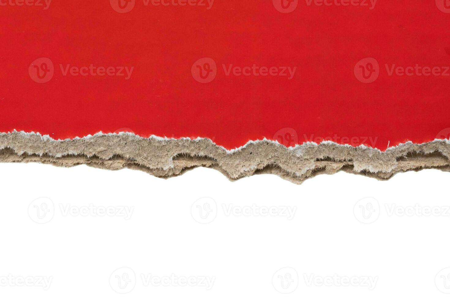 Red ripped paper torn edges strips isolated on white background photo