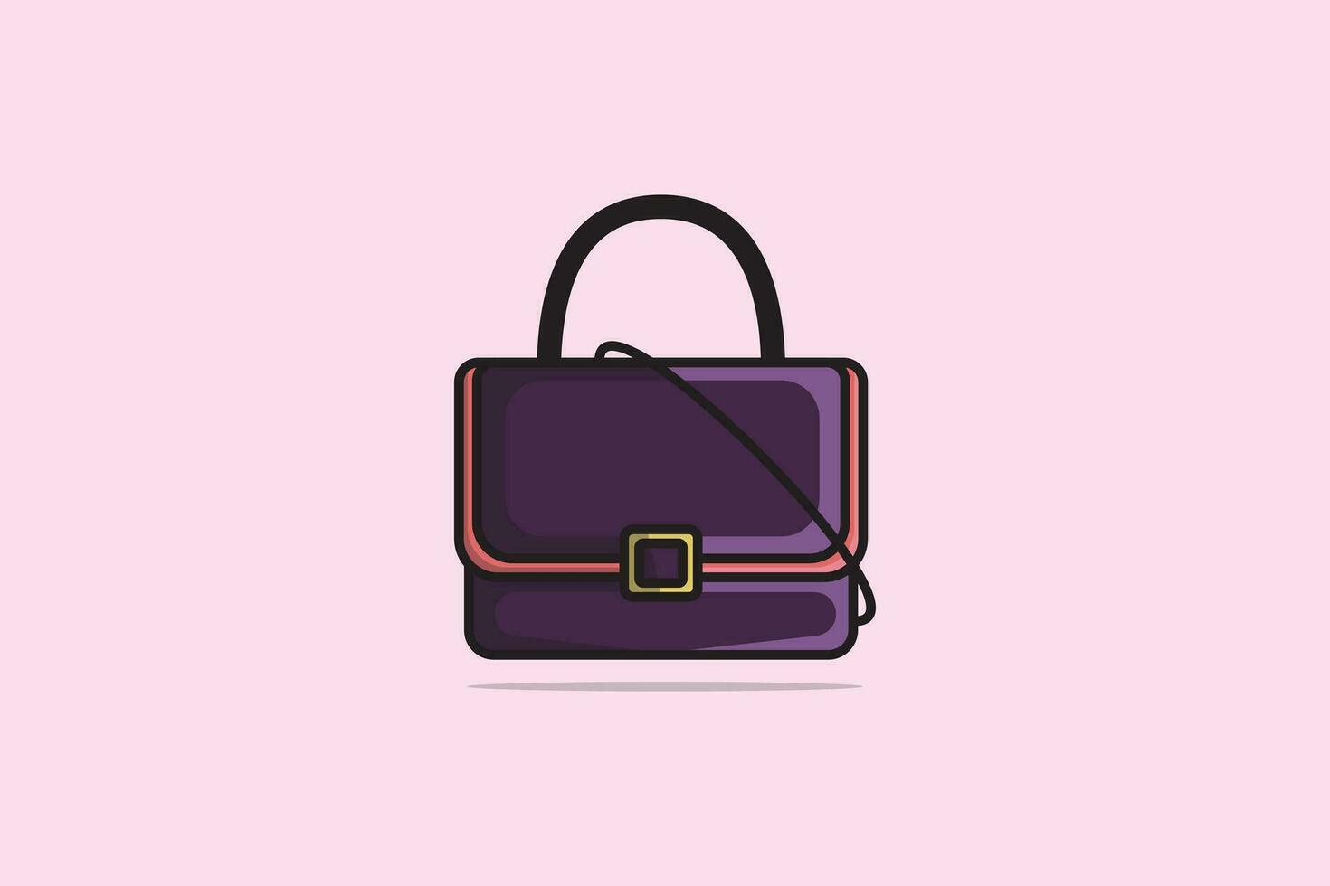 Purple Luxury Women Handbag or Purse Clutch Bag vector illustration. Beauty fashion objects icon concept. Elegant ladies bright leather bag vector design.
