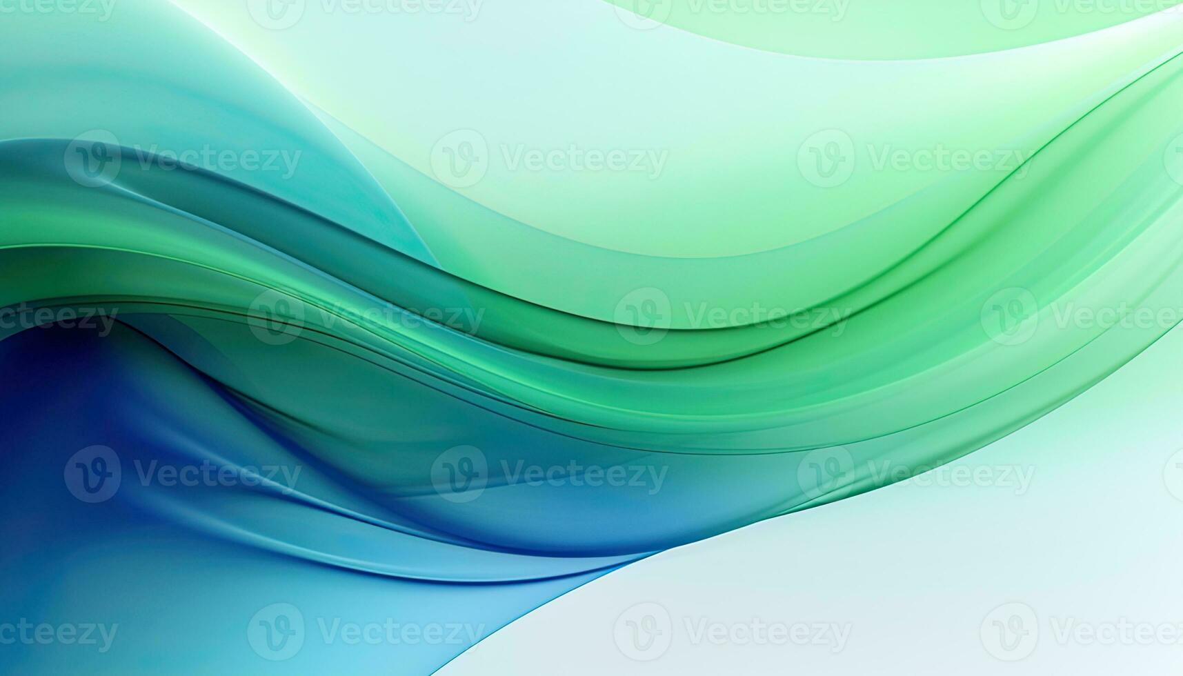 Green and blue wave abstract backgrounds, fluid and flowing colorful curves lines. Generative AI photo