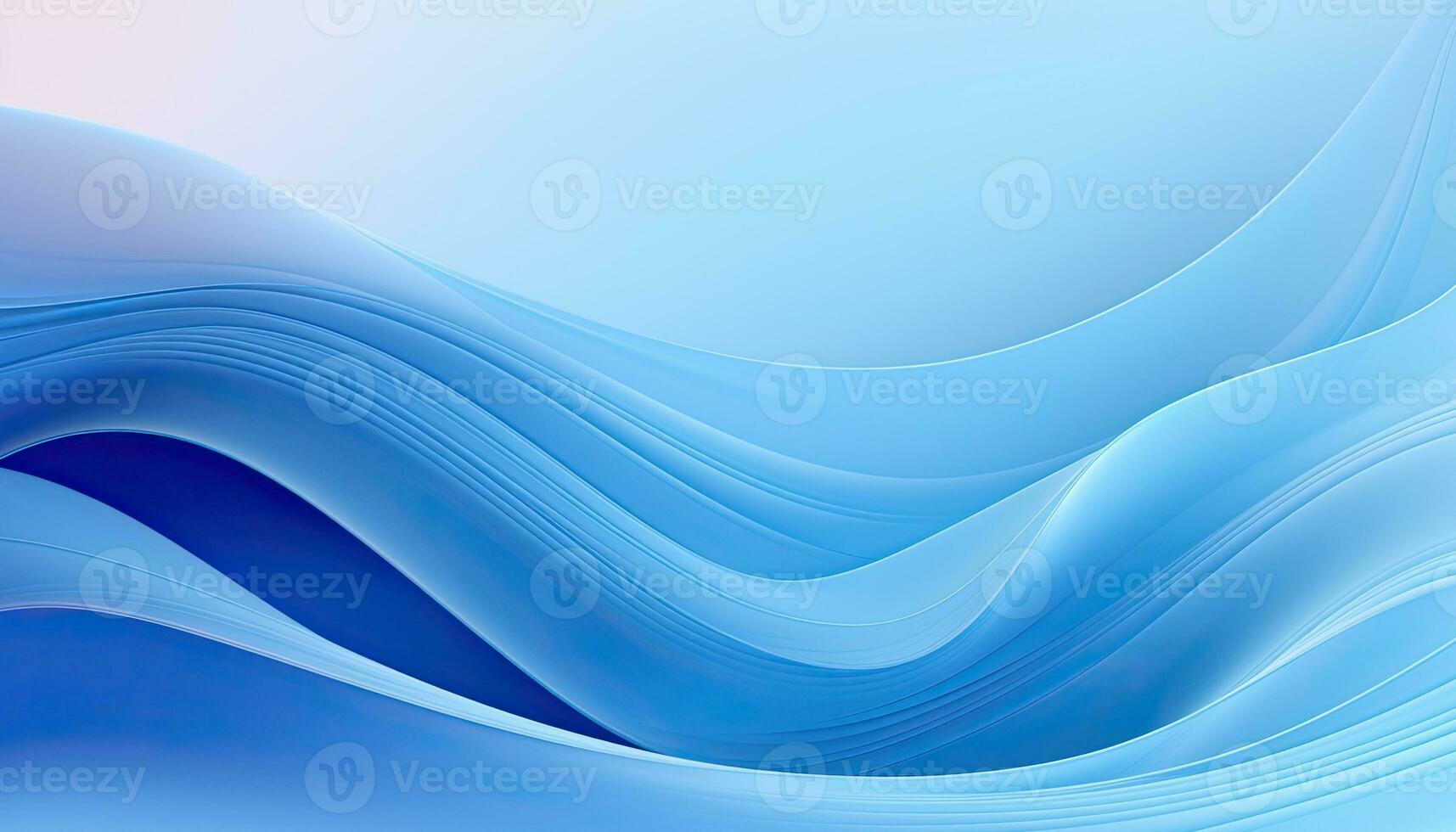 Abstract wave in blue background. Soft lines and shapes, delicate curves. Generative AI photo