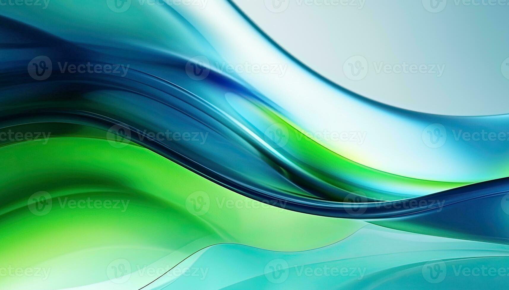 Abstract backgrounds with green and blue wave, fluid and flowing colorful curves lines. Generative AI photo