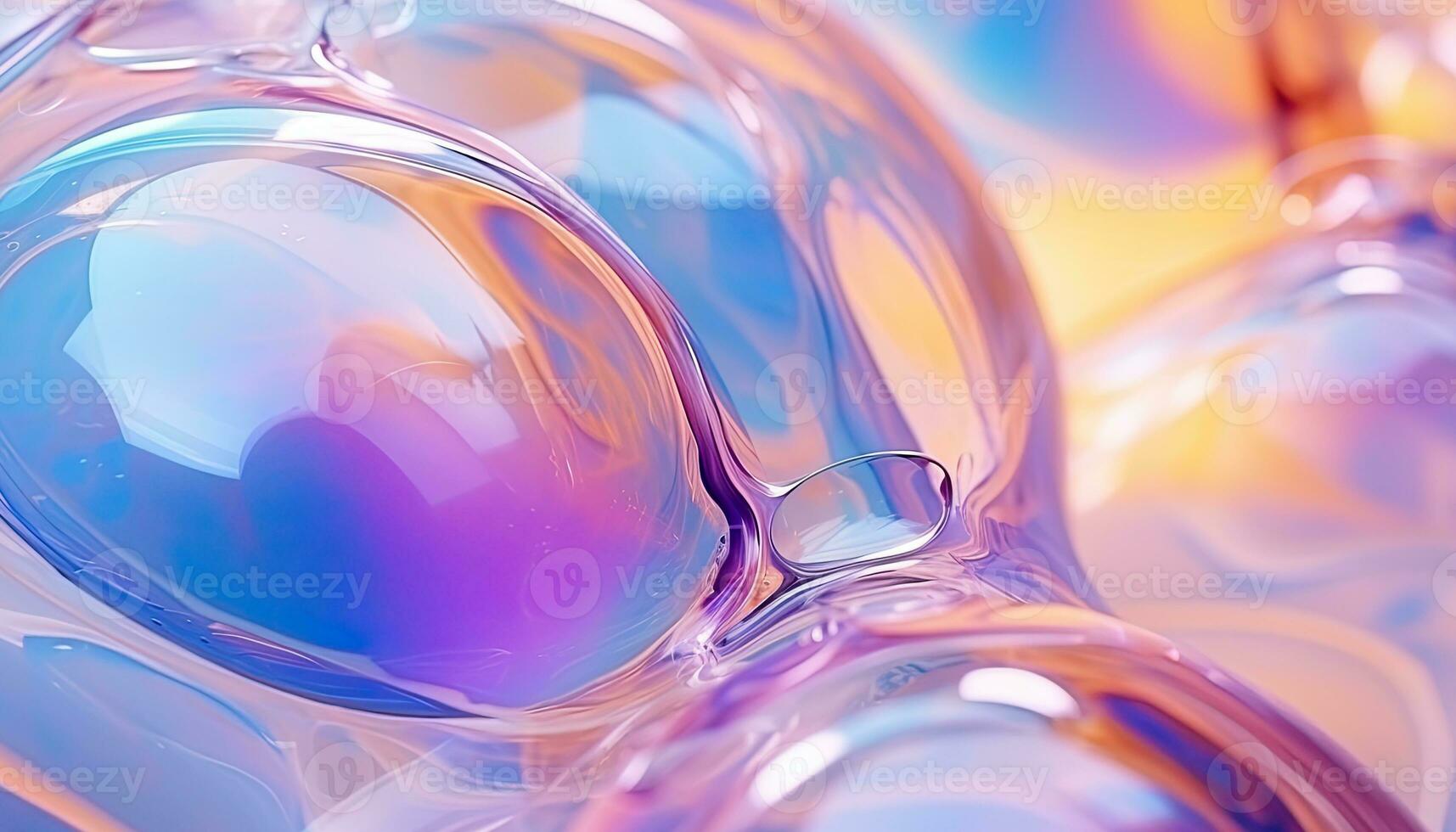 Colorful abstract background with colored bubbles and swirl of liquid pastel color. Generative AI photo