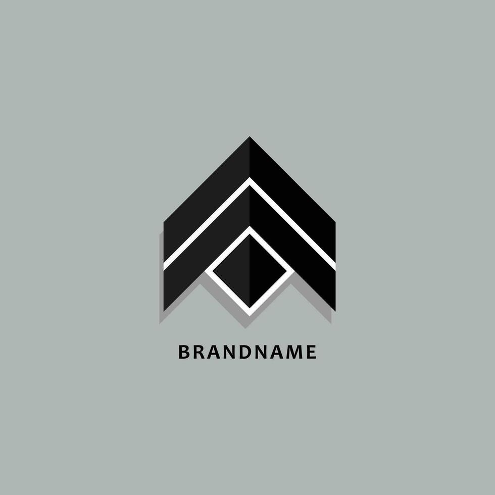 abstract arrow geometric business logo concept design black and white color shapes vector