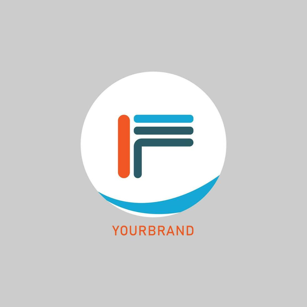 minimalist orange blue abstract letter IF geometric shape vector company icon logo design concept