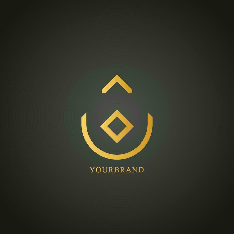 minimalist gold abstract geometric shape vector company icon logo design concept