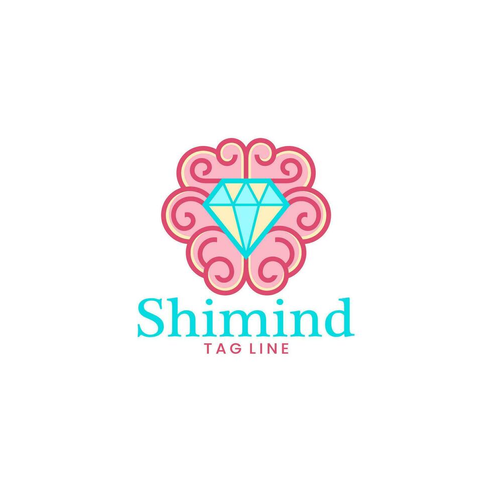 simple logo of brain and diamond vector