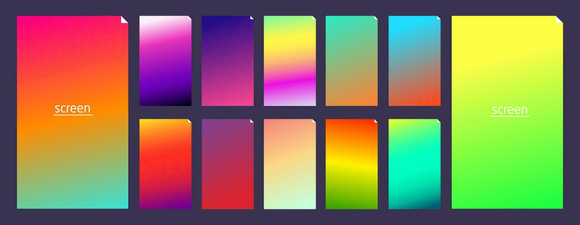 Soft pastel gradient smooth and vibrant color background set for devices vector