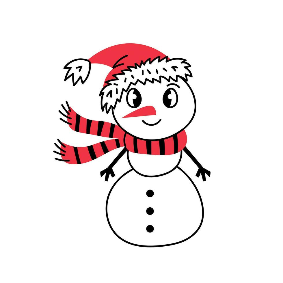 Cute Snowman doodle vector