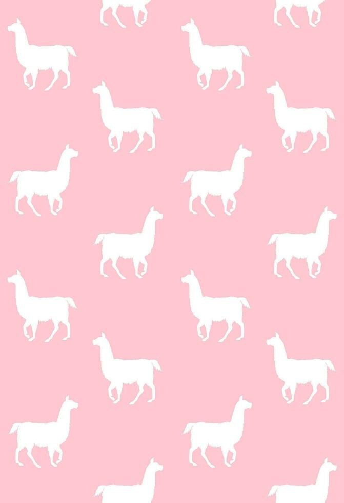 Vector seamless pattern of white llama silhouette