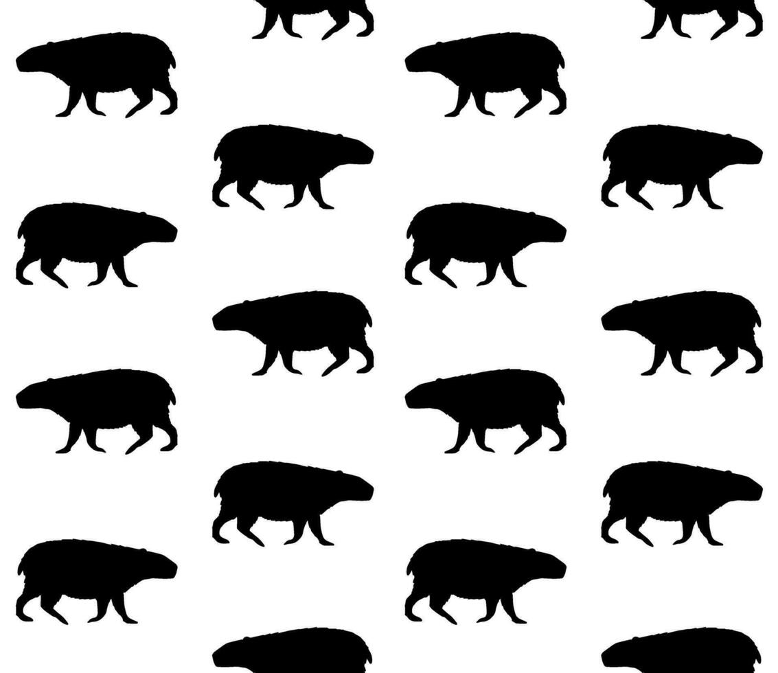 Vector seamless pattern of capybara silhouette