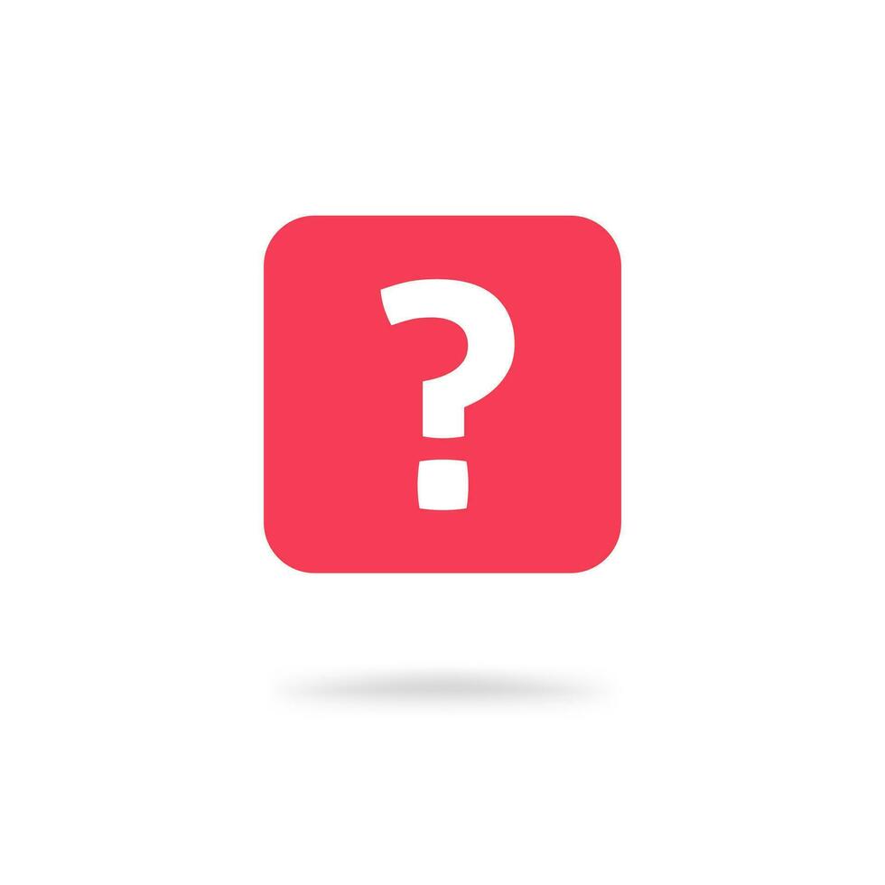 Question mark icon vector illustration, flat red ask symbol or button isolated pictogram