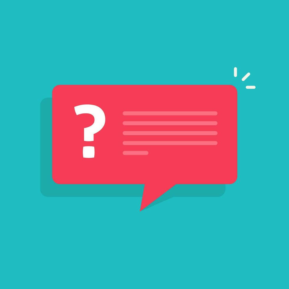 Question mark notification bubble speech vector sign, flat cartoon question or answer message balloon icon or pictogram isolated clipart