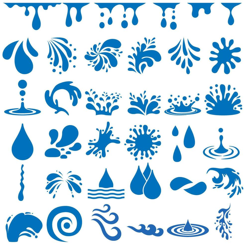 agua gotas icono vector colocar. agua ilustración firmar recopilación. rociar símbolo. Oceano logo. mar marca.