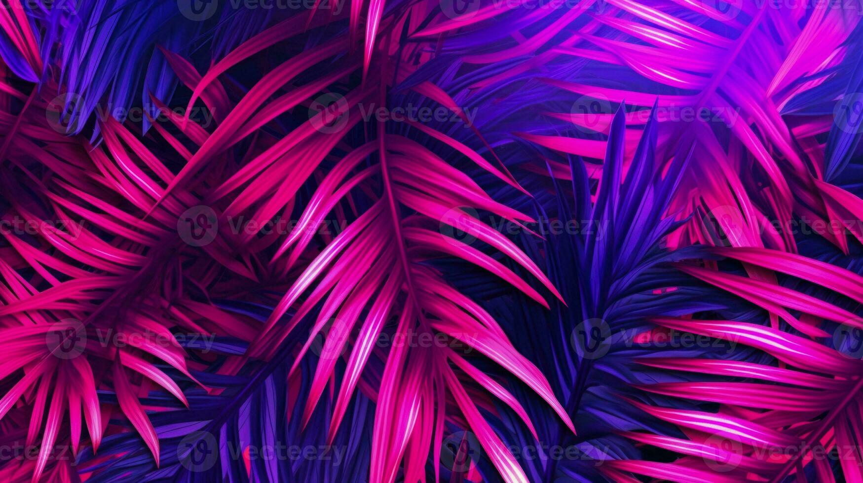 Idea futuristic neon palm leaves background design, idea for wallpaper or phone case. AI generated photo