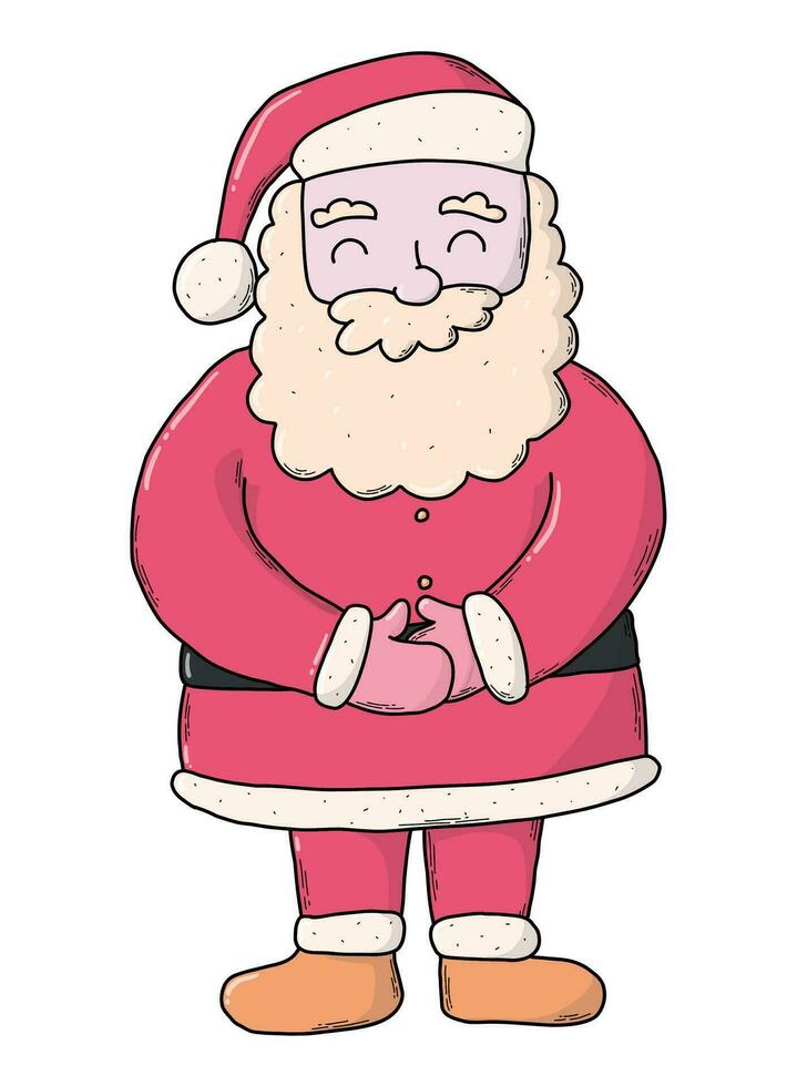 Santa Claus isolated hand drawn element, sketched doodle, cartoon clip art for nursery posters, sublimation, prints, stickers, cards, banners, signs, etc. EPS 10 vector