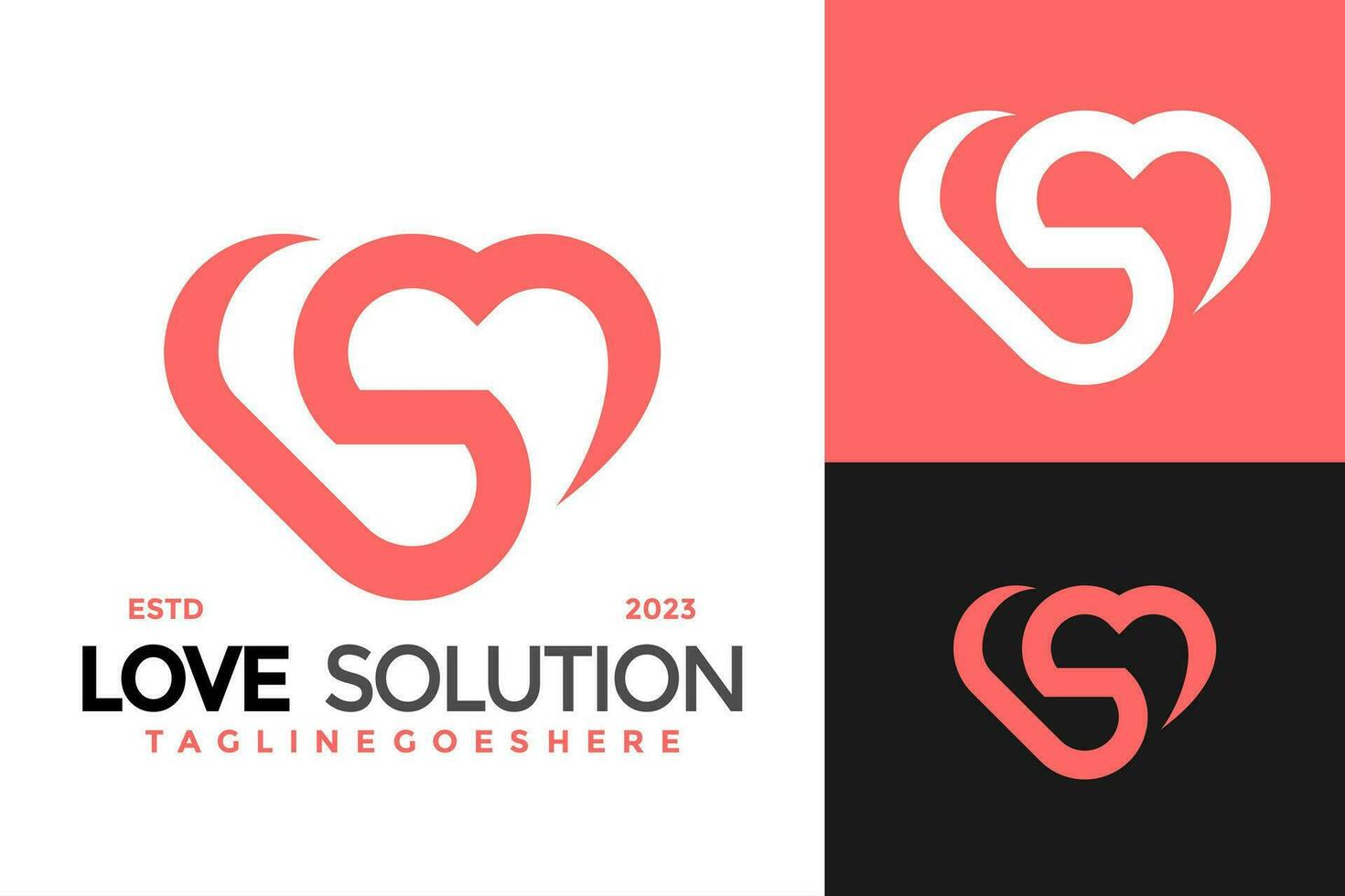 Letter S Love Solution Logo design vector symbol icon illustration