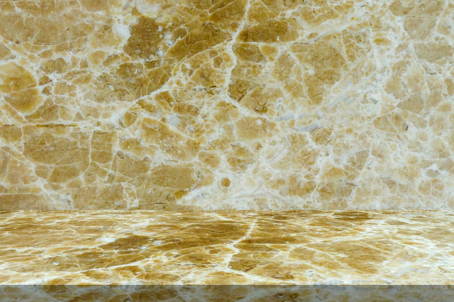 Brown marble table top with natural wall texture background for mockup product display template photo