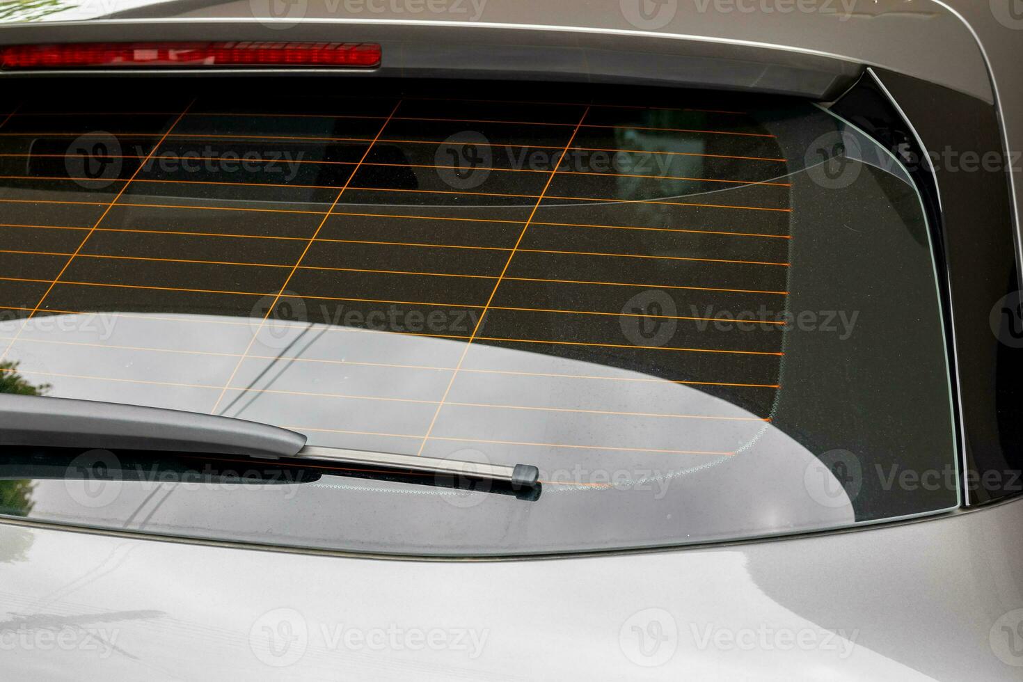 Back view of gray car window for sticker mockup photo