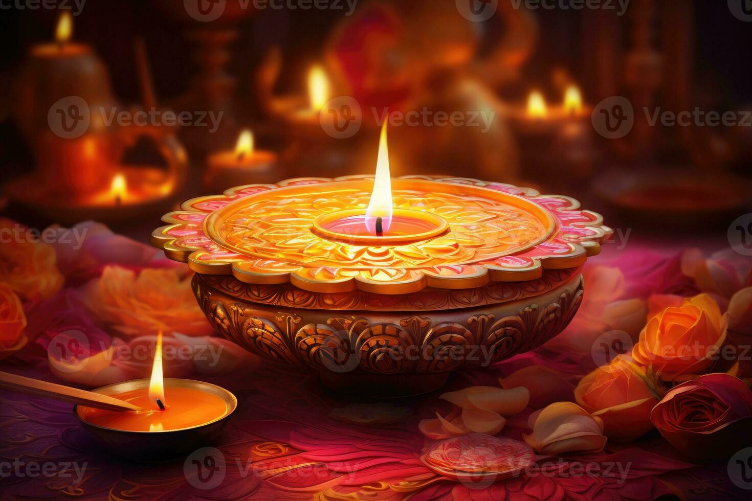 The Diwali festival is a celebration of the victory of good. AI Generative over evil. Diya High Quality photo
