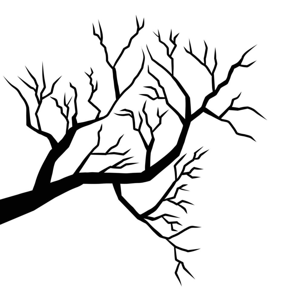 Halloween scary trees, dry tree silhouette, Halloween decoration. vector