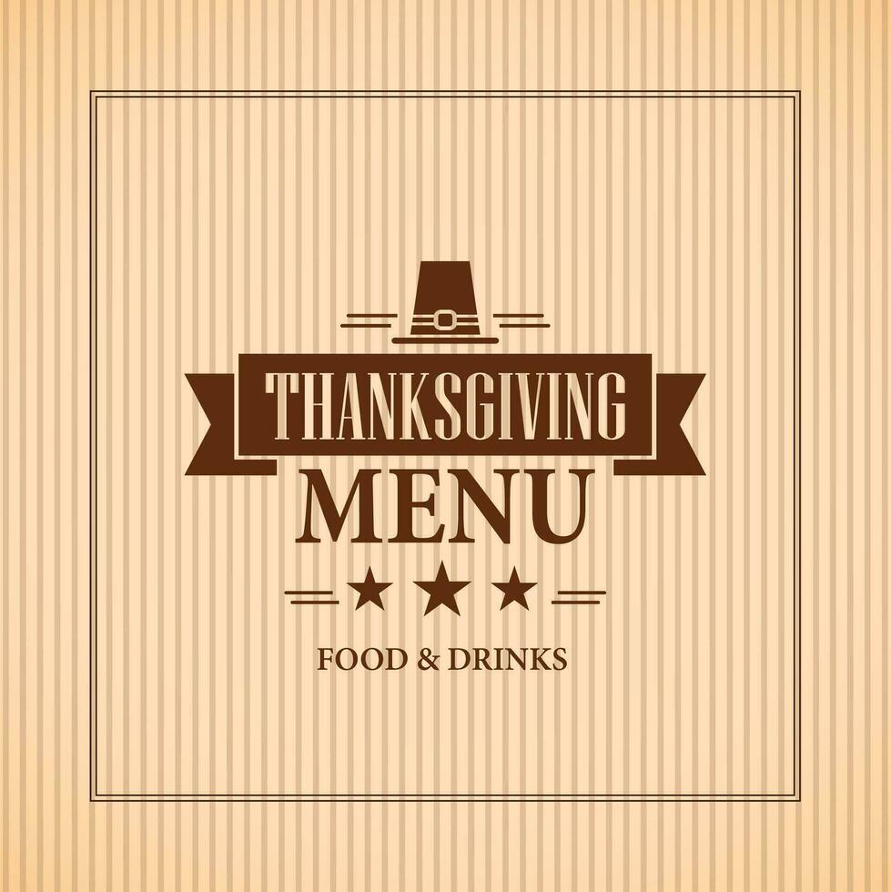 Thanksgiving day menu food and drinks on a retro style design vector