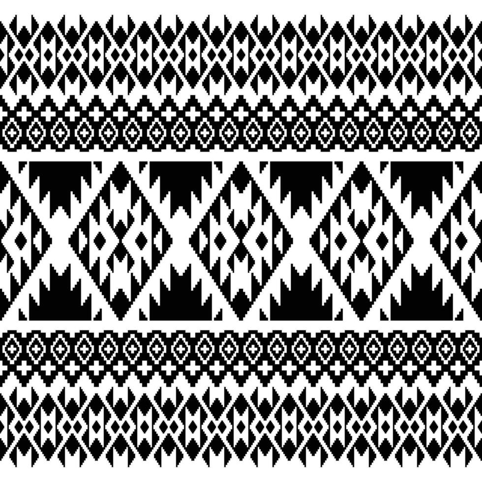 geométrico sin costura modelo en negro y blanco. azteca navajo tribal contemporáneo estilo. étnico resumen antecedentes con gente motivo. diseño textil, ropa, moda, tela, envase papel, ornamento. vector