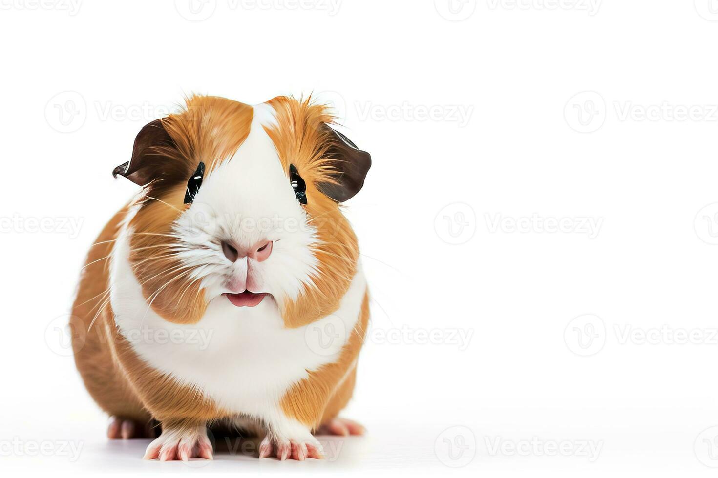 Cute guinea pig on a white background. AI generated photo