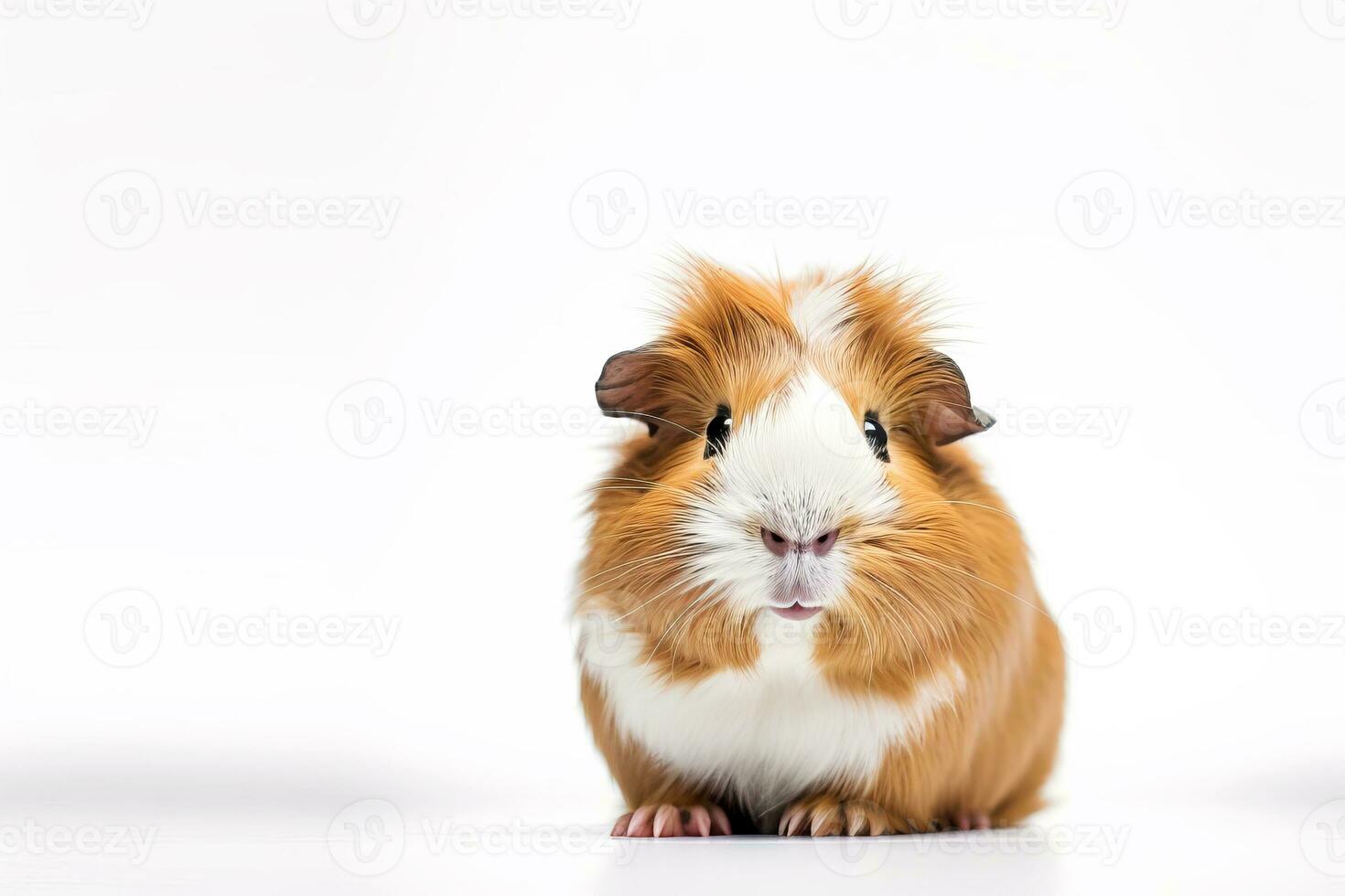 Cute guinea pig on a white background. AI generated photo